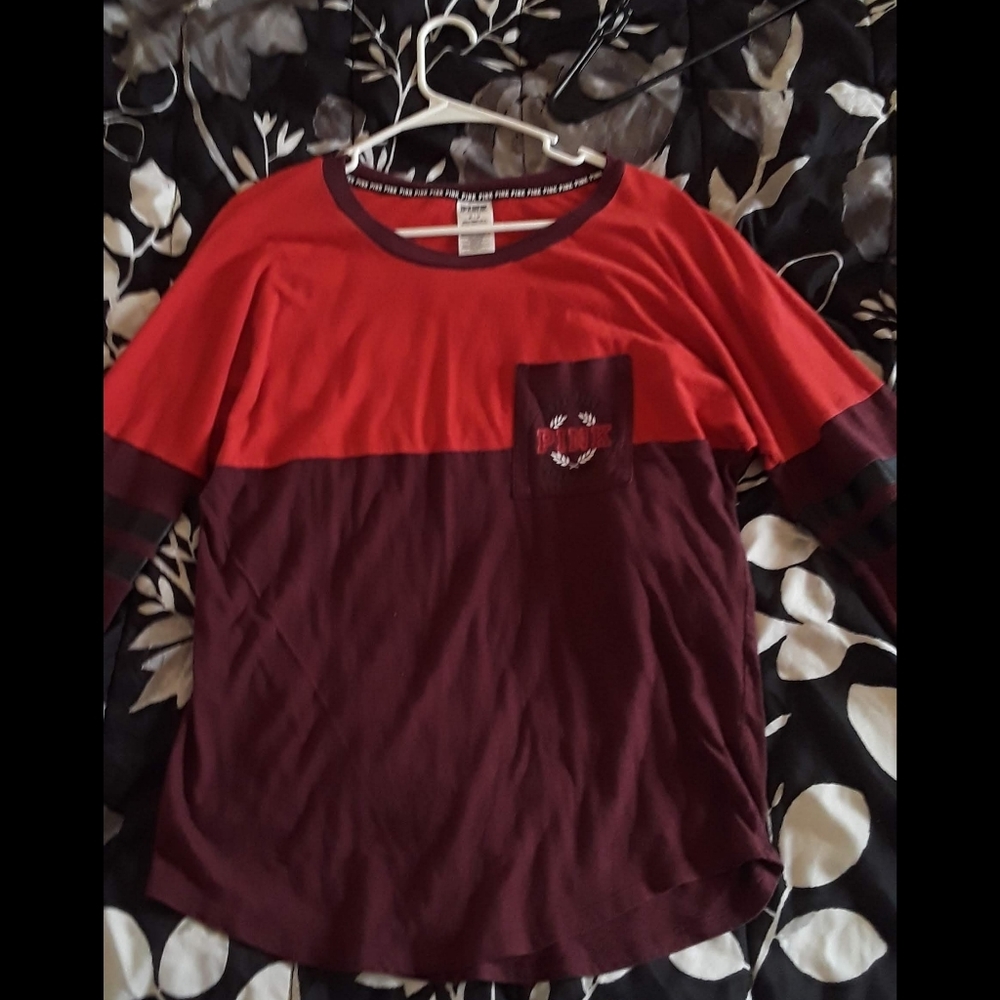 Red & Maroon PINK Victoria's Secret long sleeve.